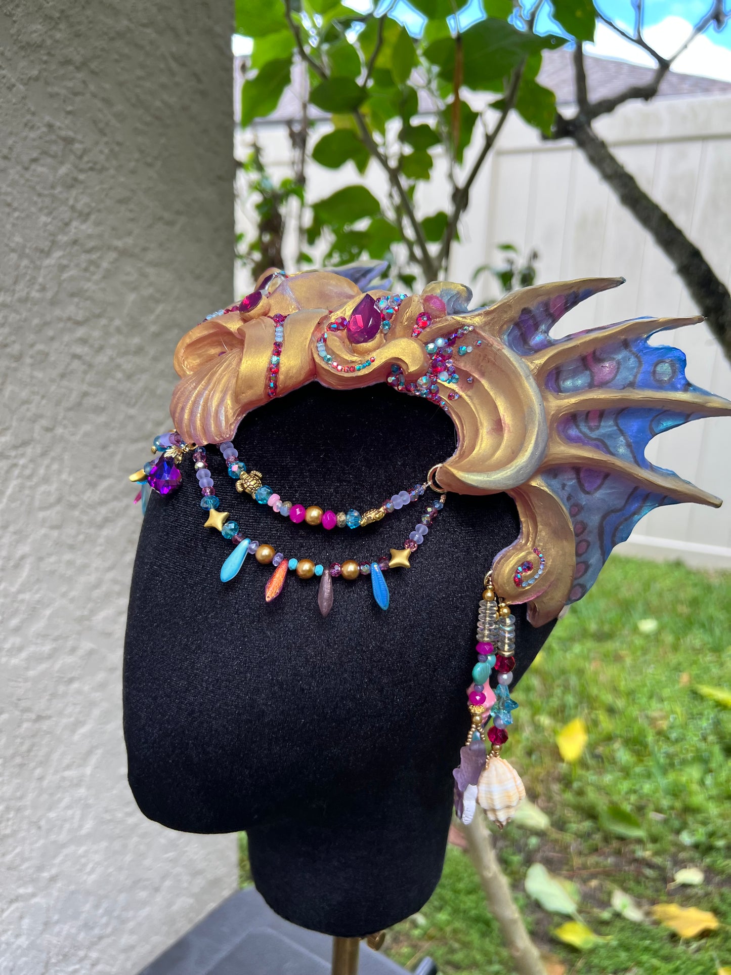 Gold abalone jewel tone crown