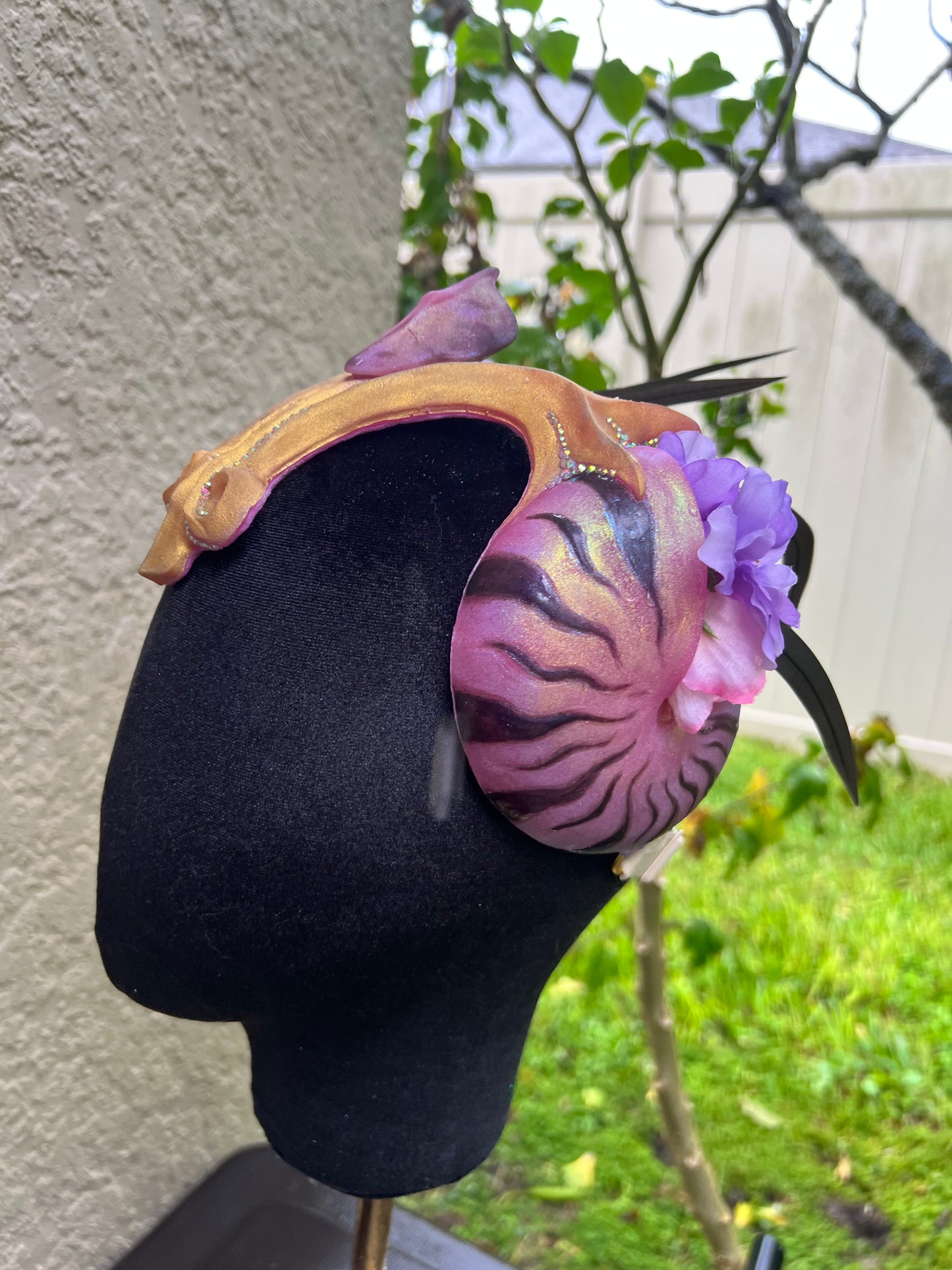 Sale! Gold/pink/purple nautilus crown 