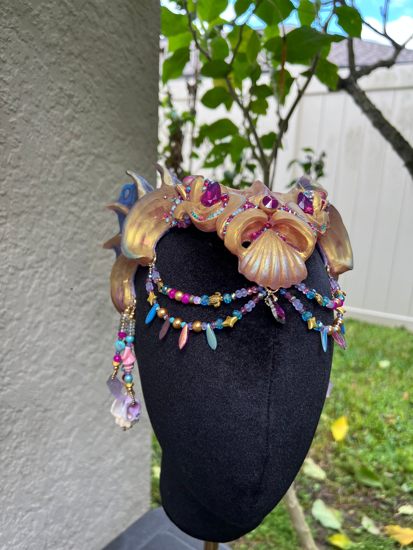 Gold abalone jewel tone crown