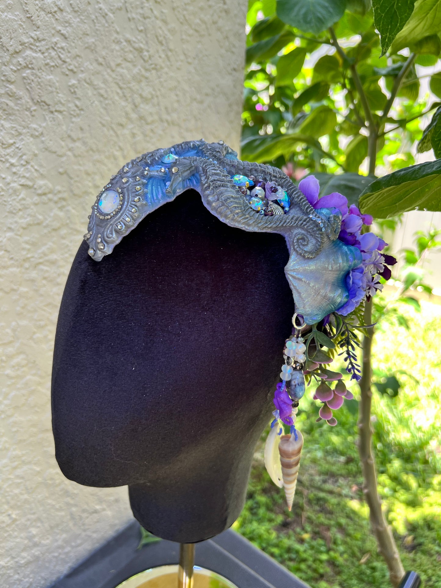 Silver/purple seahorse crown