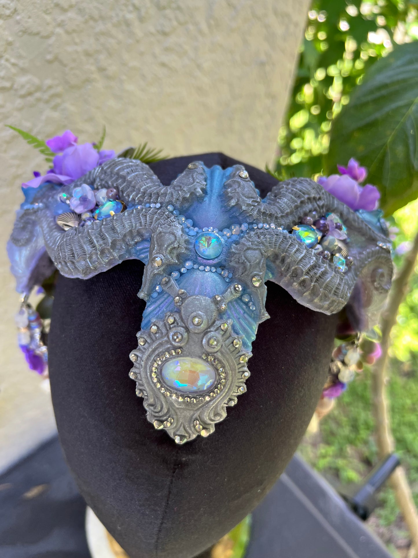 Silver/purple seahorse crown
