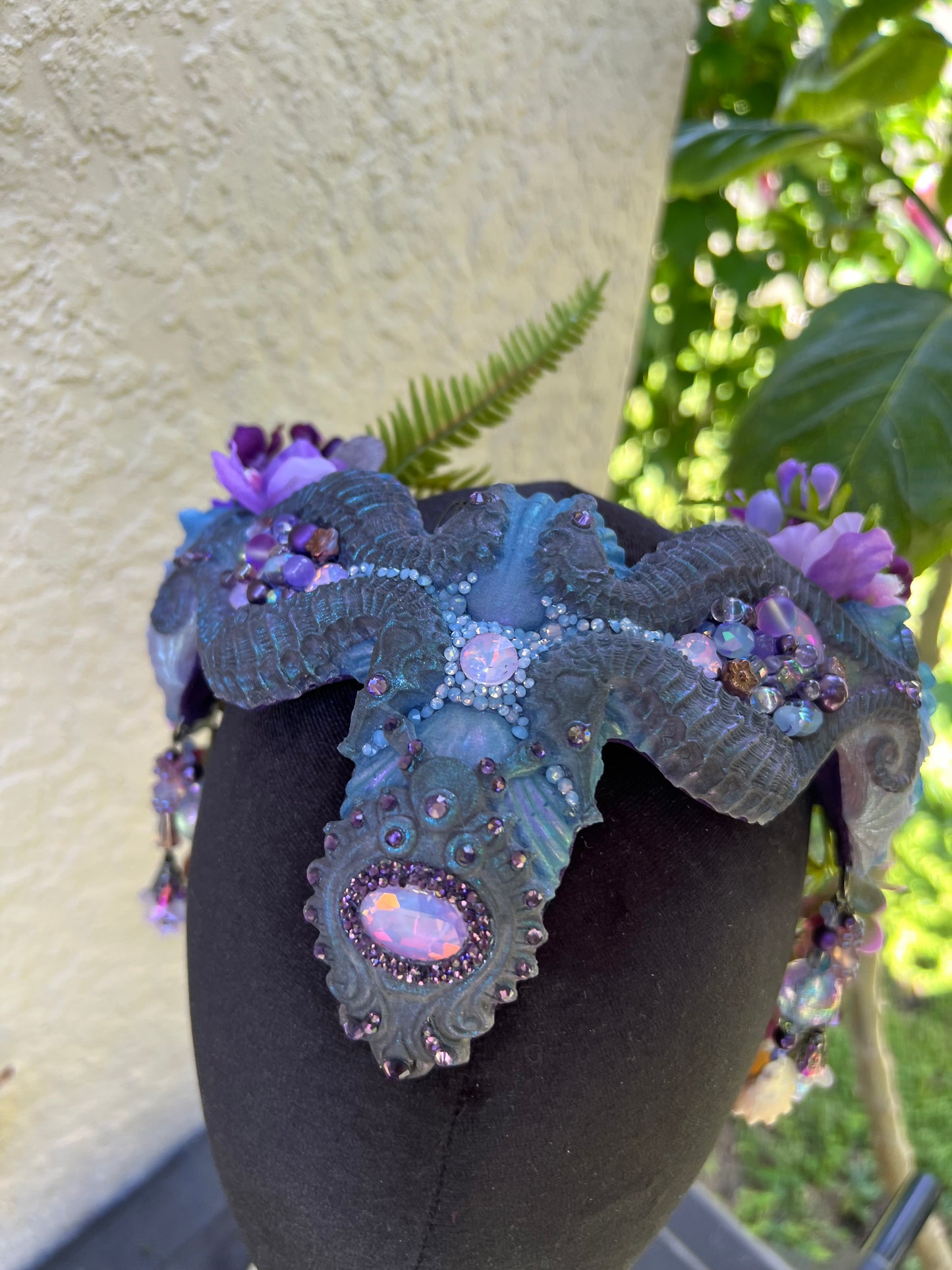 Purple/ dark purple seahorse crown
