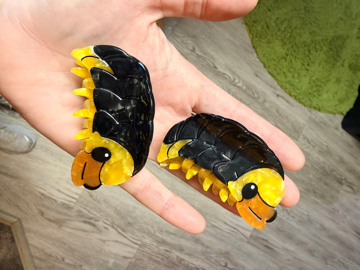 Rubber ducky isopod hair clips set of 2
