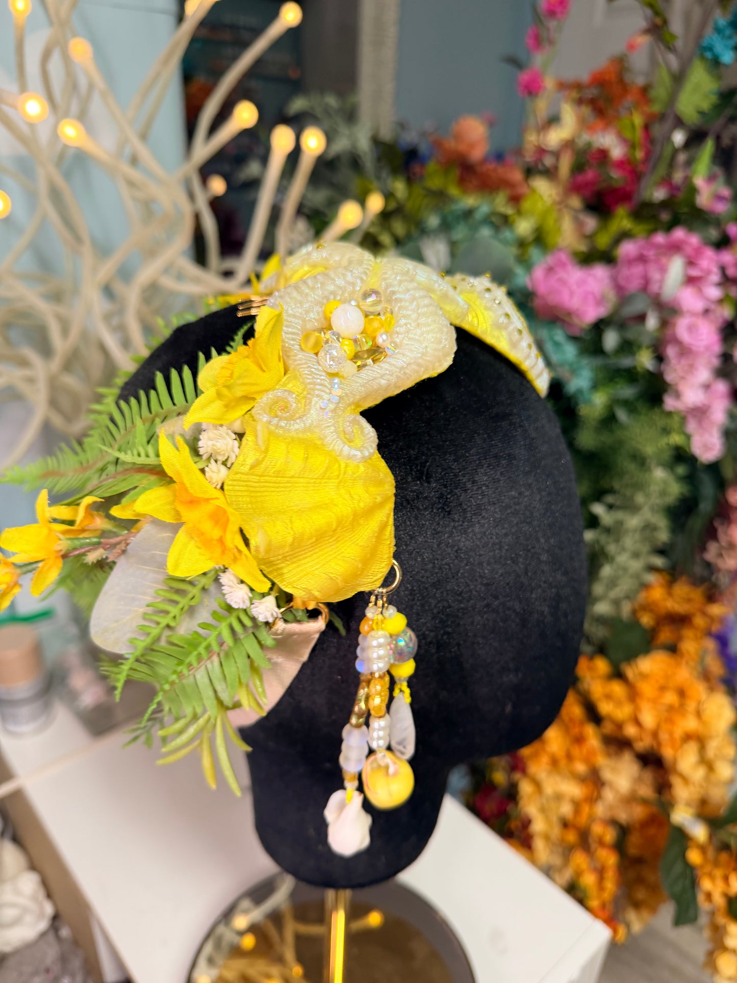 Sale! Gold/white/ yellow seahorse crown