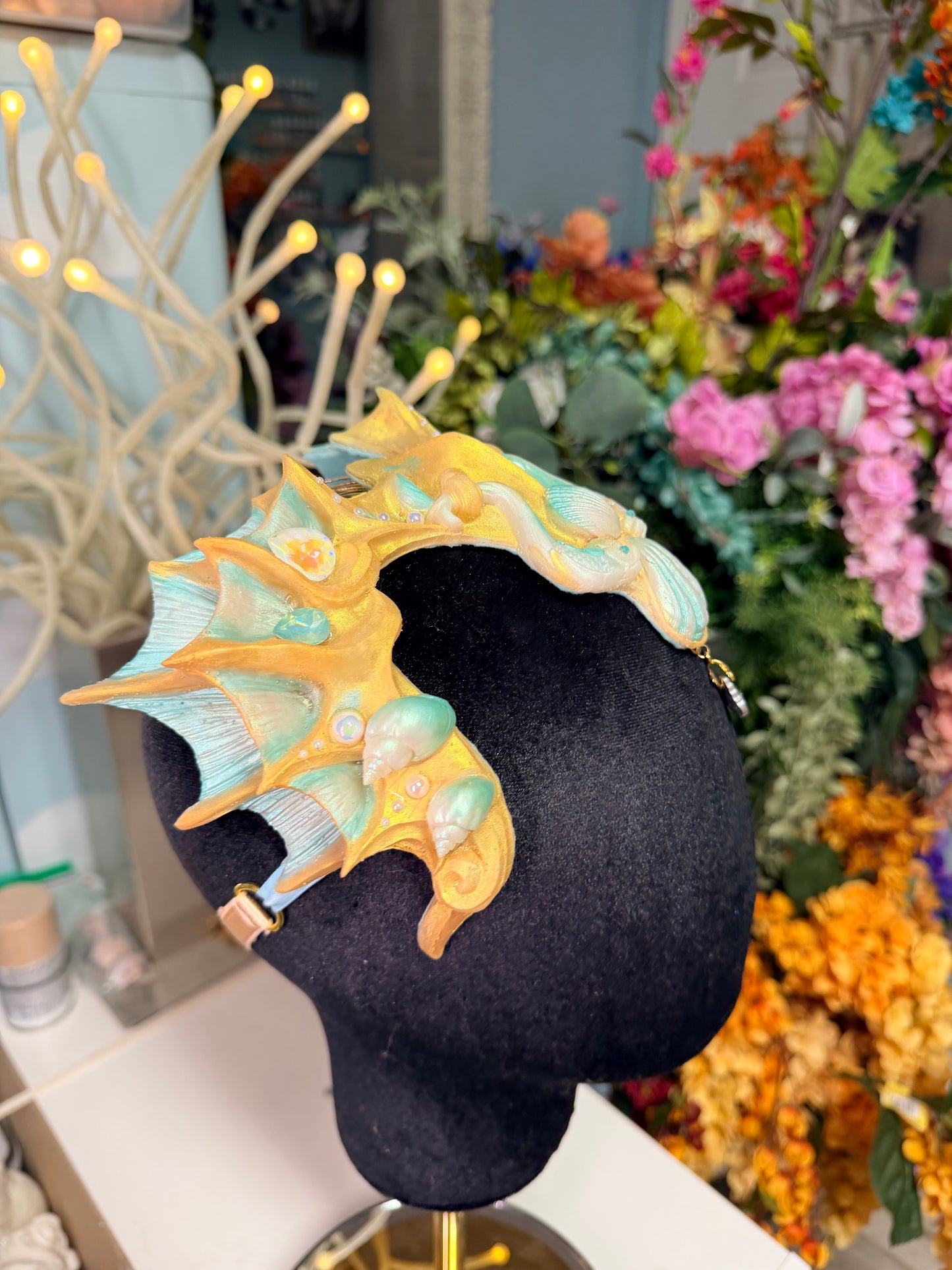 Sale! Mint/gold Lorelei crown