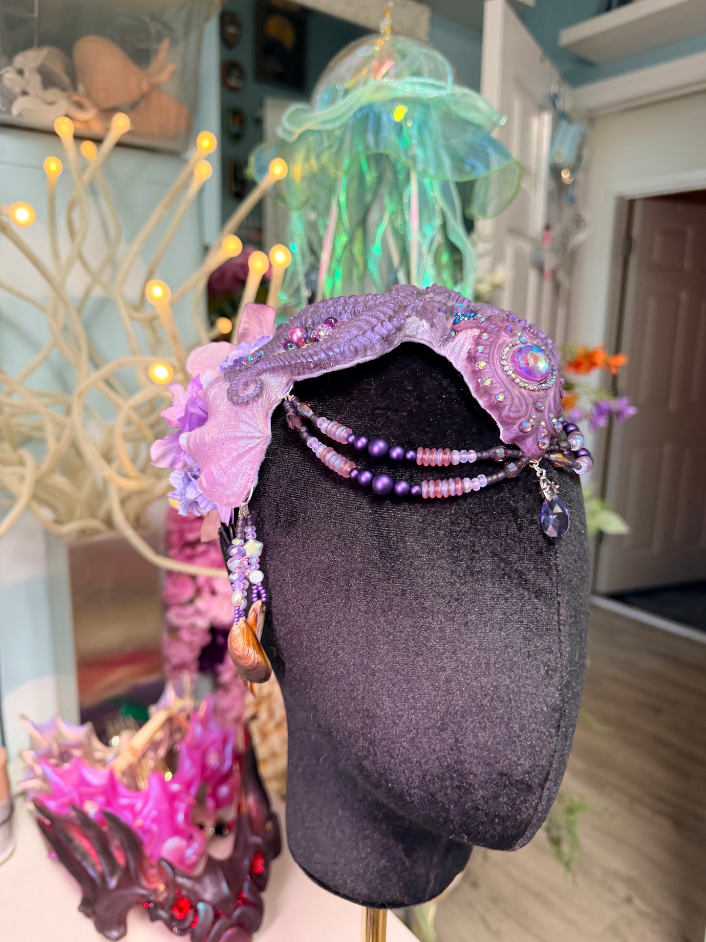 Purple seahorse crown