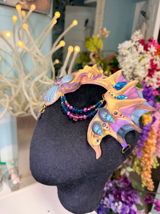 Purple/blue/gold beaded Lorelei crown