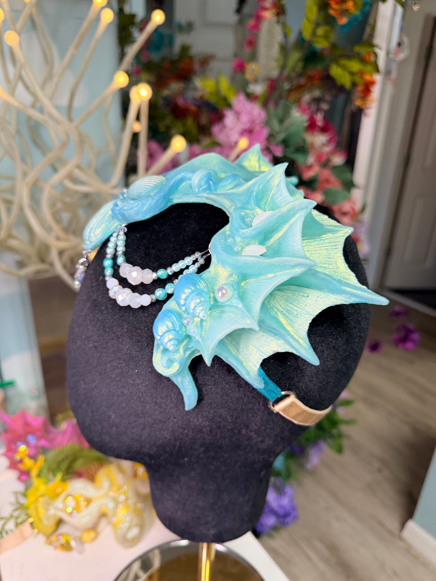 Blue Lorelei crown with beads