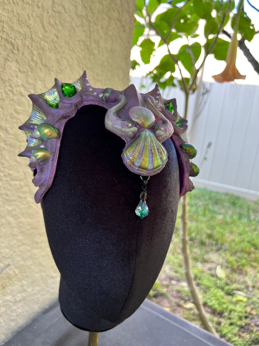 Purple/ green Lorelei crown