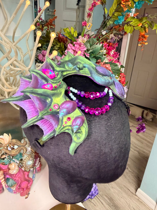 Green/purple beaded Lorelei crown
