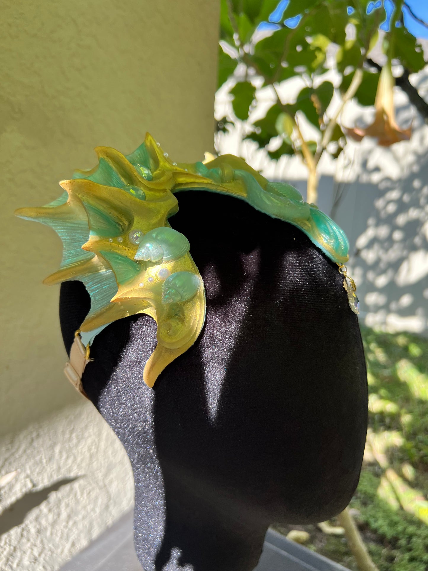 Gold/teal Lorelei crown