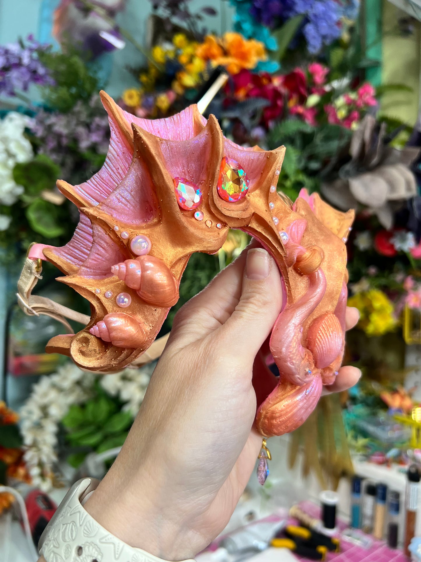 Gold/pink/orange Lorelei crown