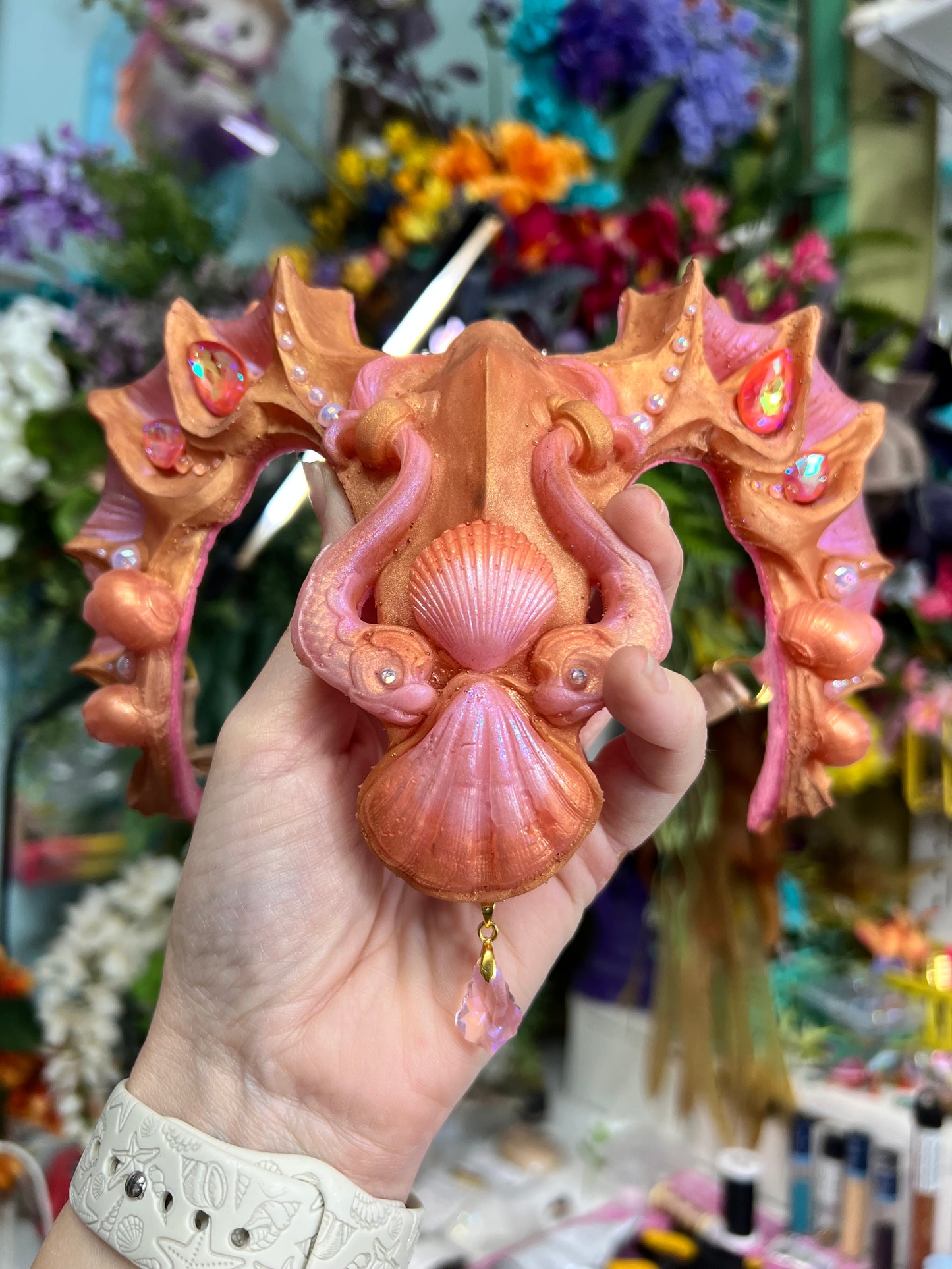 Gold/pink/orange Lorelei crown