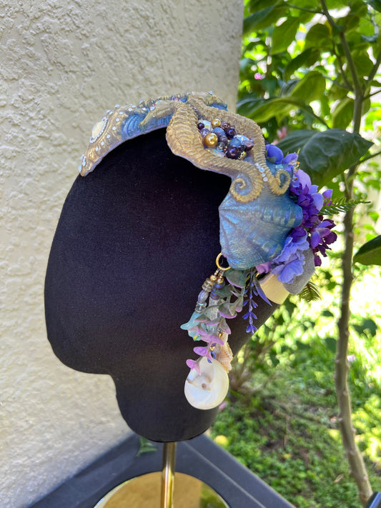 Gold/lavender seahorse crown