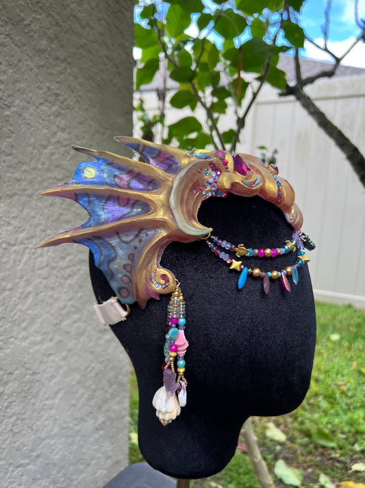 Gold abalone jewel tone crown