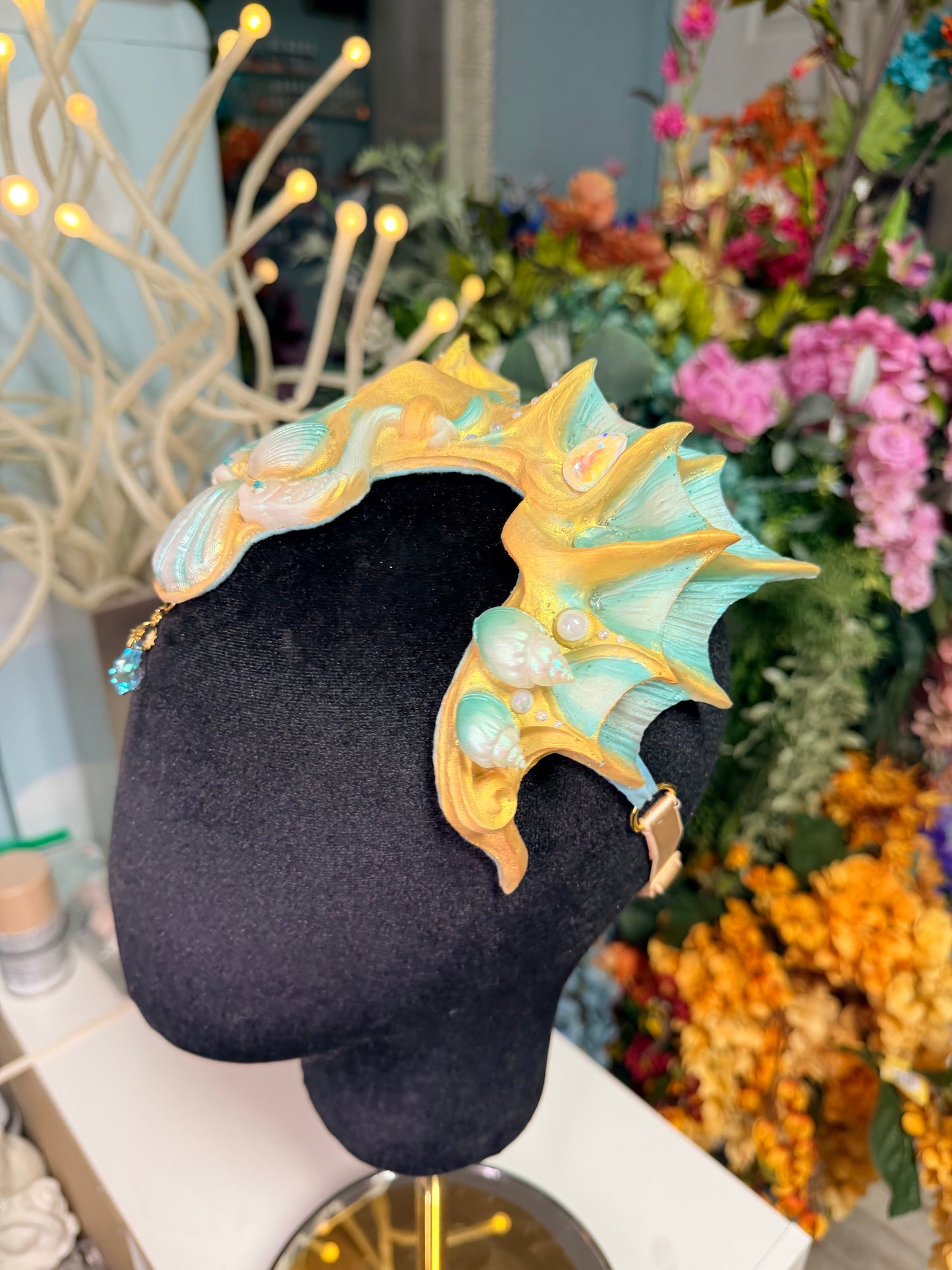 Sale! Mint/gold Lorelei crown