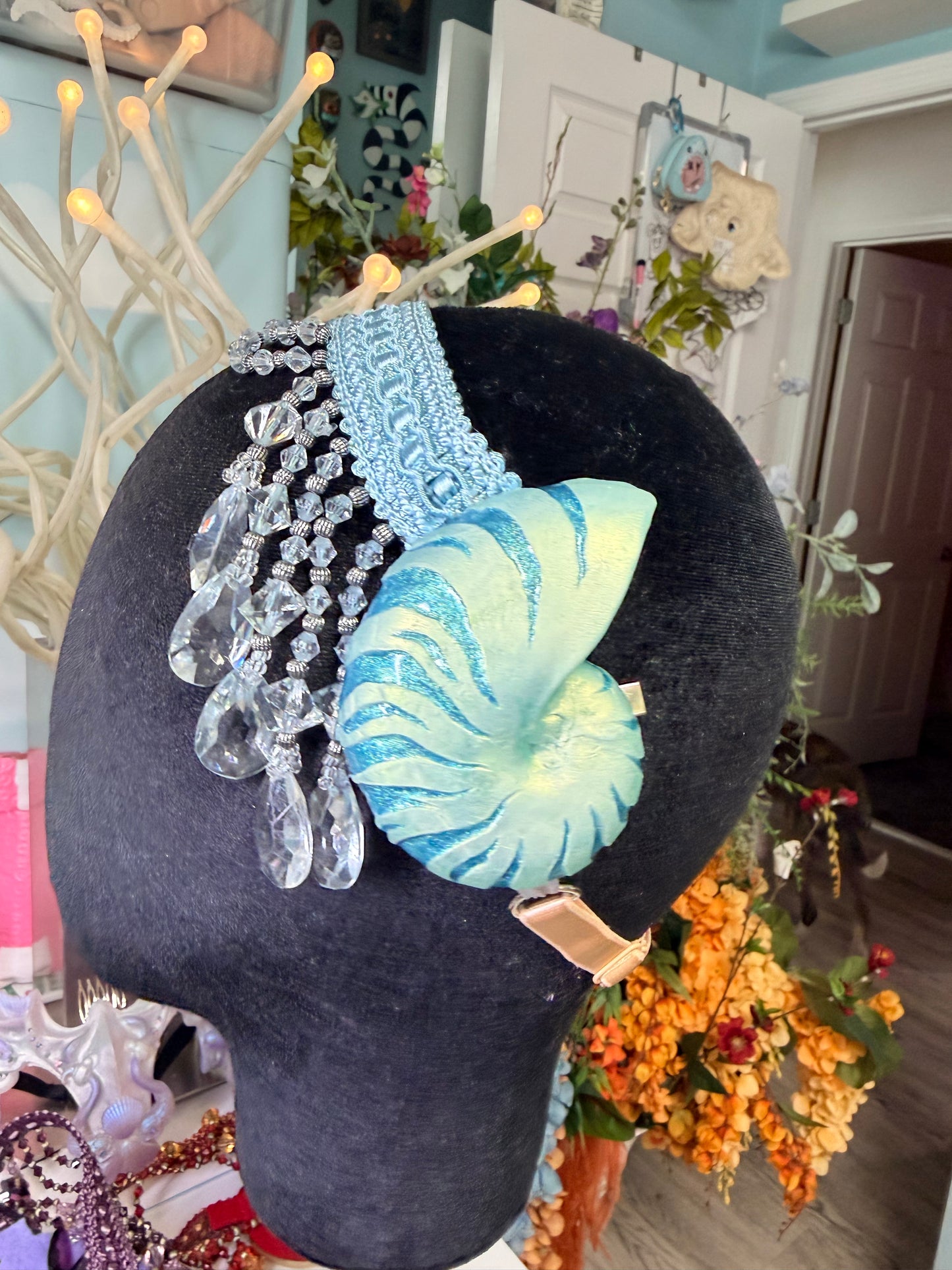 Blue/teal nautilus head band