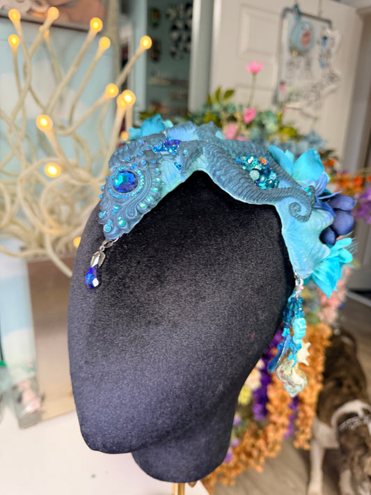 Blue seahorse crown