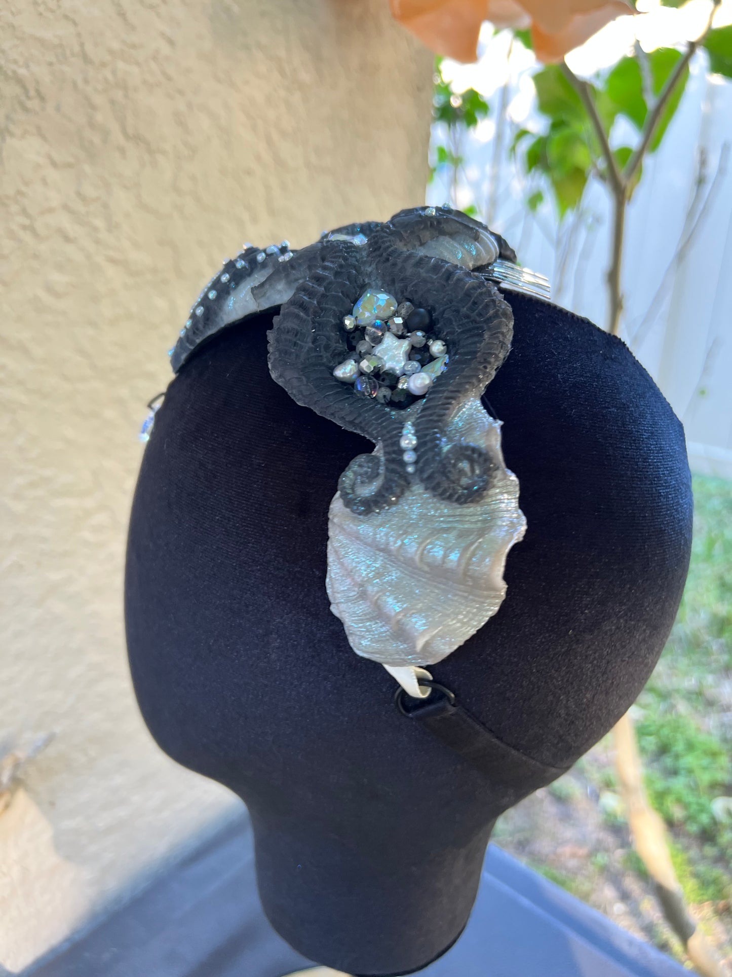 Black/ white seahorse crown