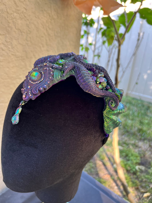 Green/ purple seahorse crown