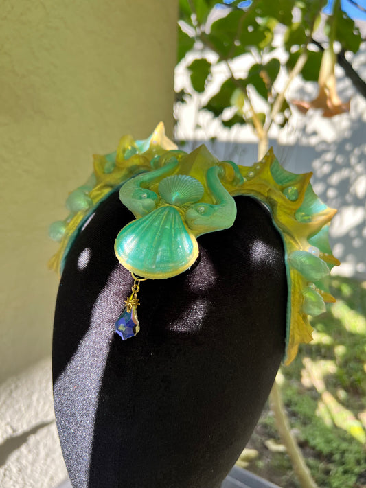 Gold/teal Lorelei crown