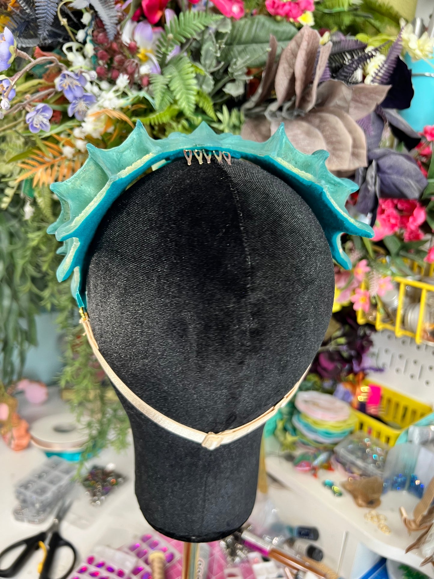 Teal/ yellow Lorelei crown