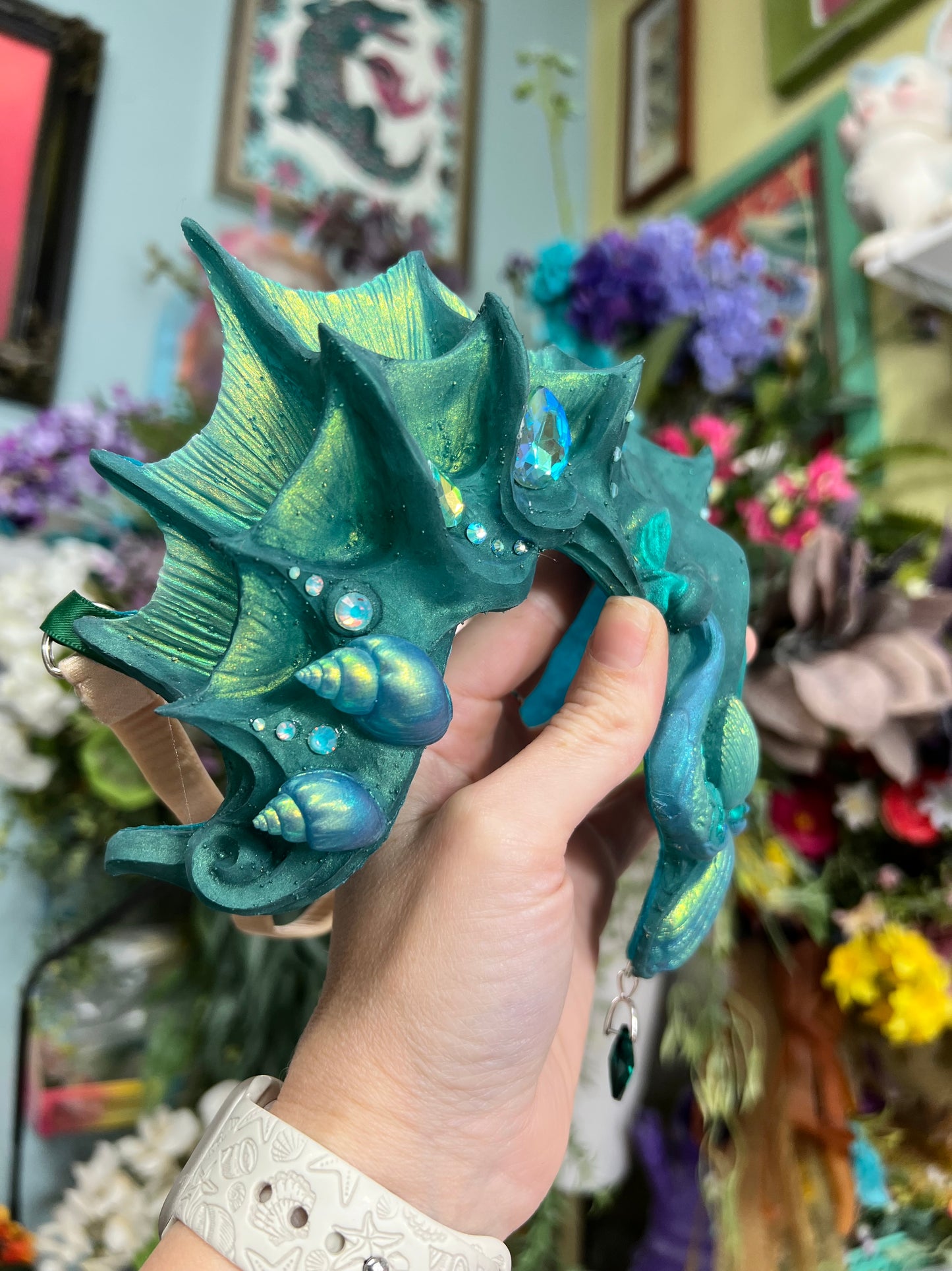 Green/teal Lorelei crown