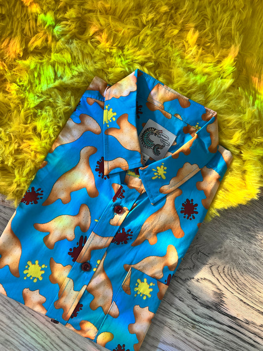 Dino nugget button up shirt