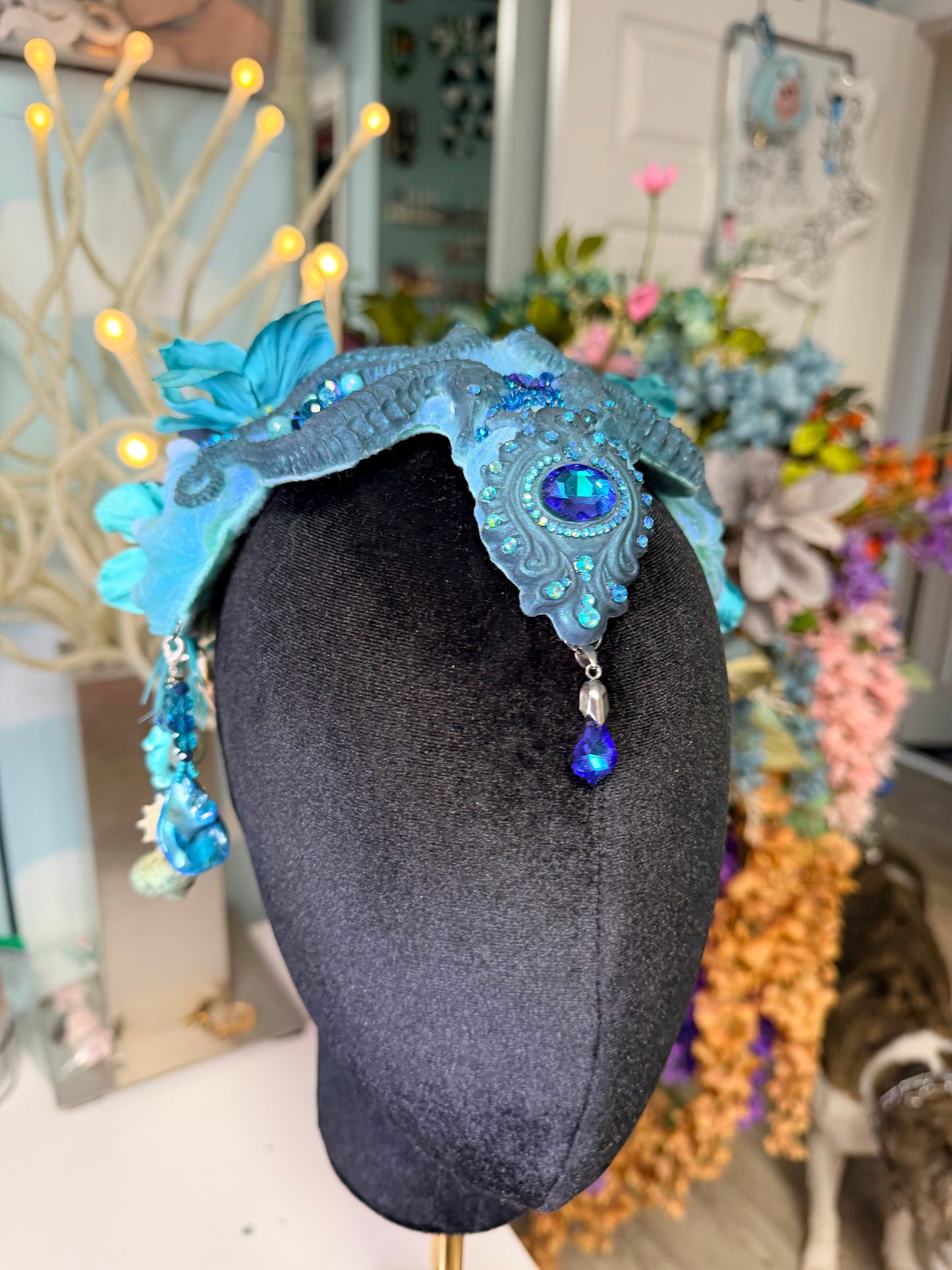 Blue seahorse crown
