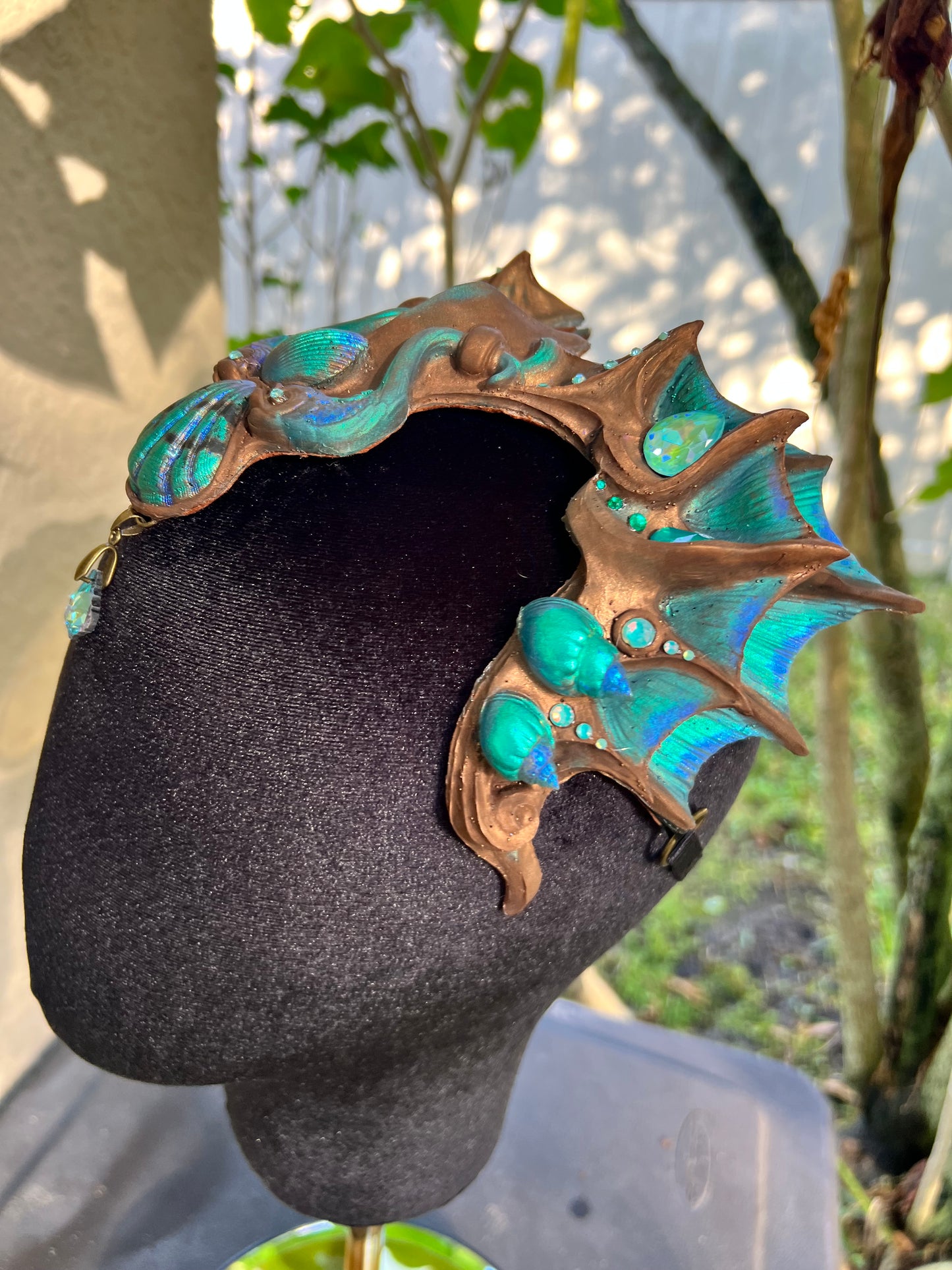 Brown/teal Lorelei crown